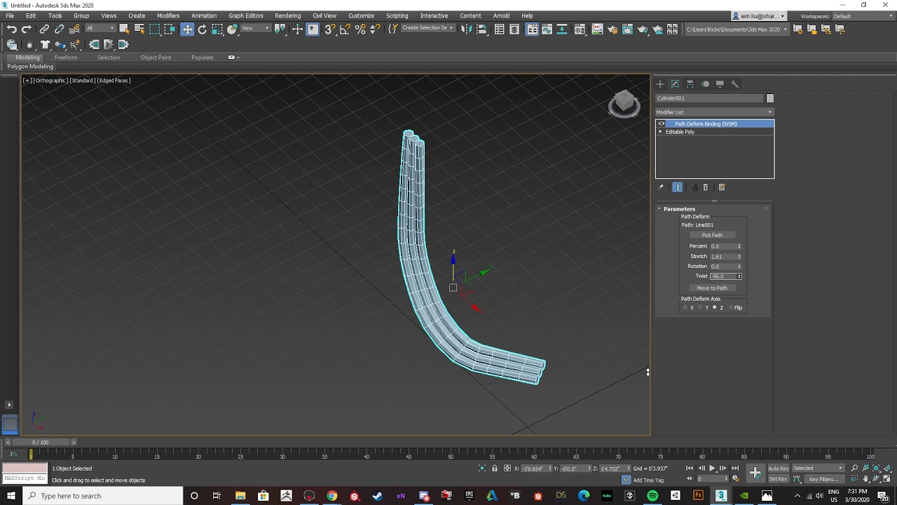 Path Deform(WSD) in 3ds Max