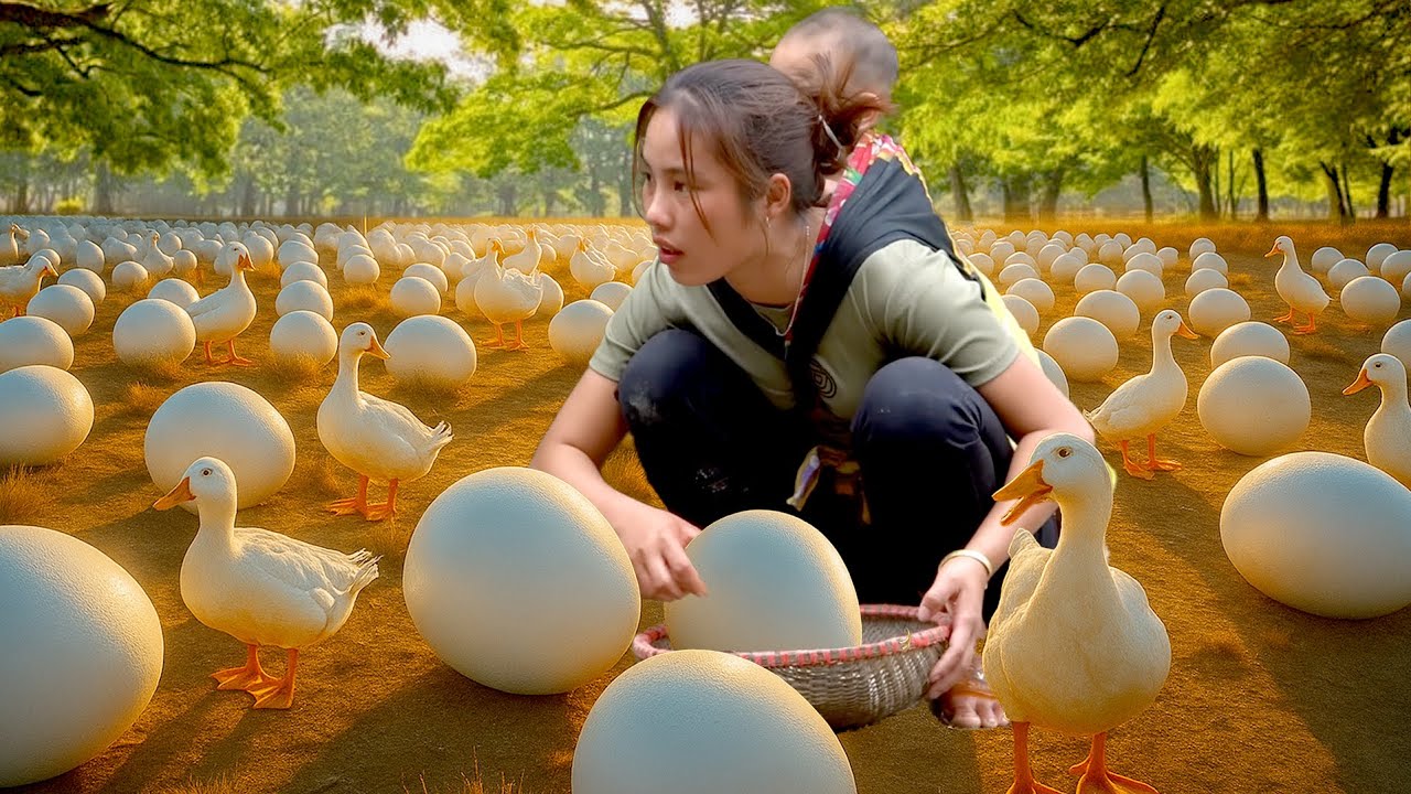 Panen Telur Bebek untuk Dijual di Pasar – Olahan Telur Bebek untuk Dimakan Bersama Anak-Anak