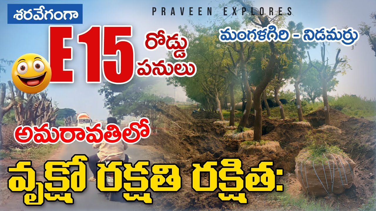 Amaravati E 15 Road Works Starts l Nidamarru - Mangalagiri Road works l వృక్షో రక్షతి రక్షితః