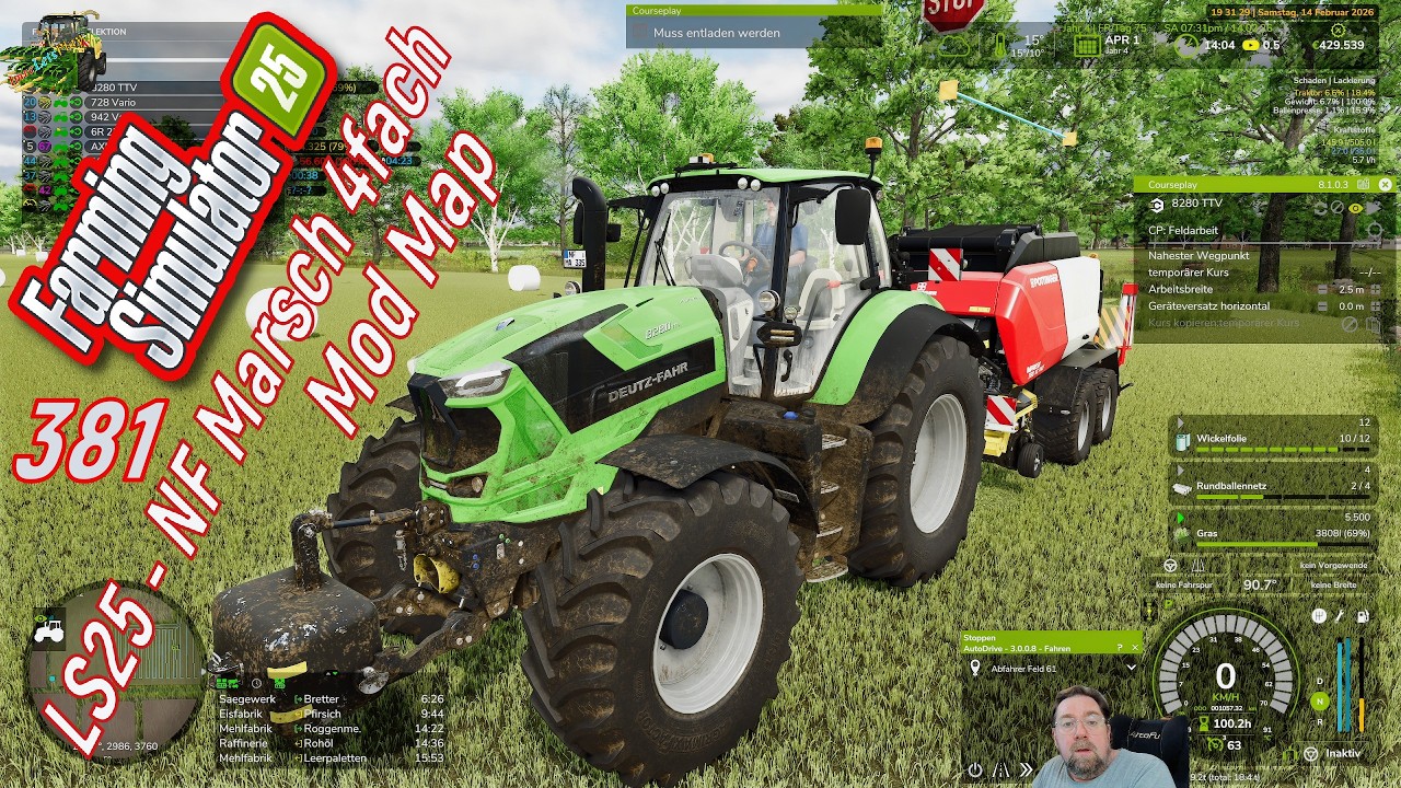 LS 25 NF Marsch 4 Fach # 381 Bei Heu ist sind die Lager fast voll nun wird Silage ballen gepresst.