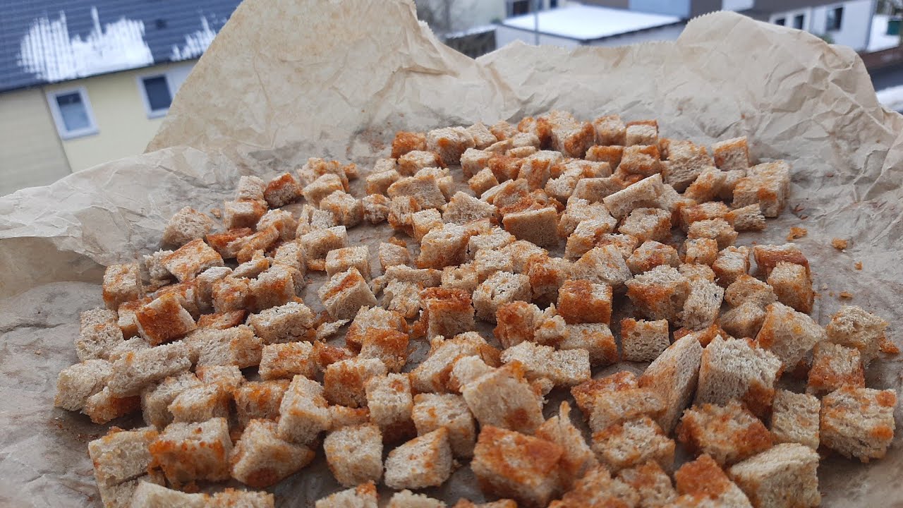 Готовим вкусные сухарики из  цельнозернового хлеба