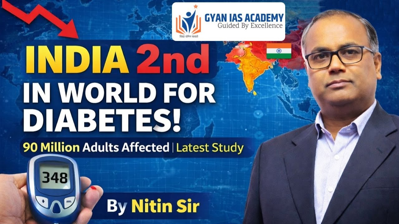 भारत दुनिया में 2nd सबसे ज्यादा Diabetes Patients 🇮🇳😱 | Global Ranking Explained | Gyan IAS