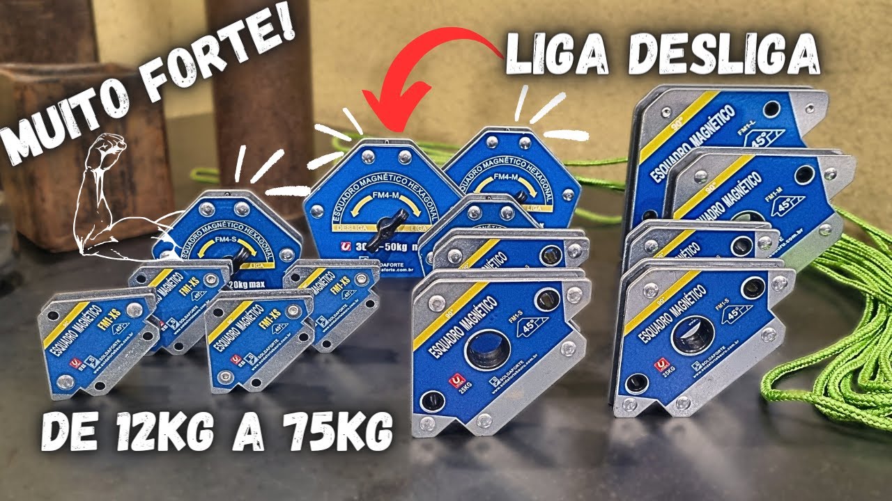 Muito Forte, Ótimo Custo-Benefício - Esquadro Magnético Fixo e Com Chave Liga Desliga da SoldaForte