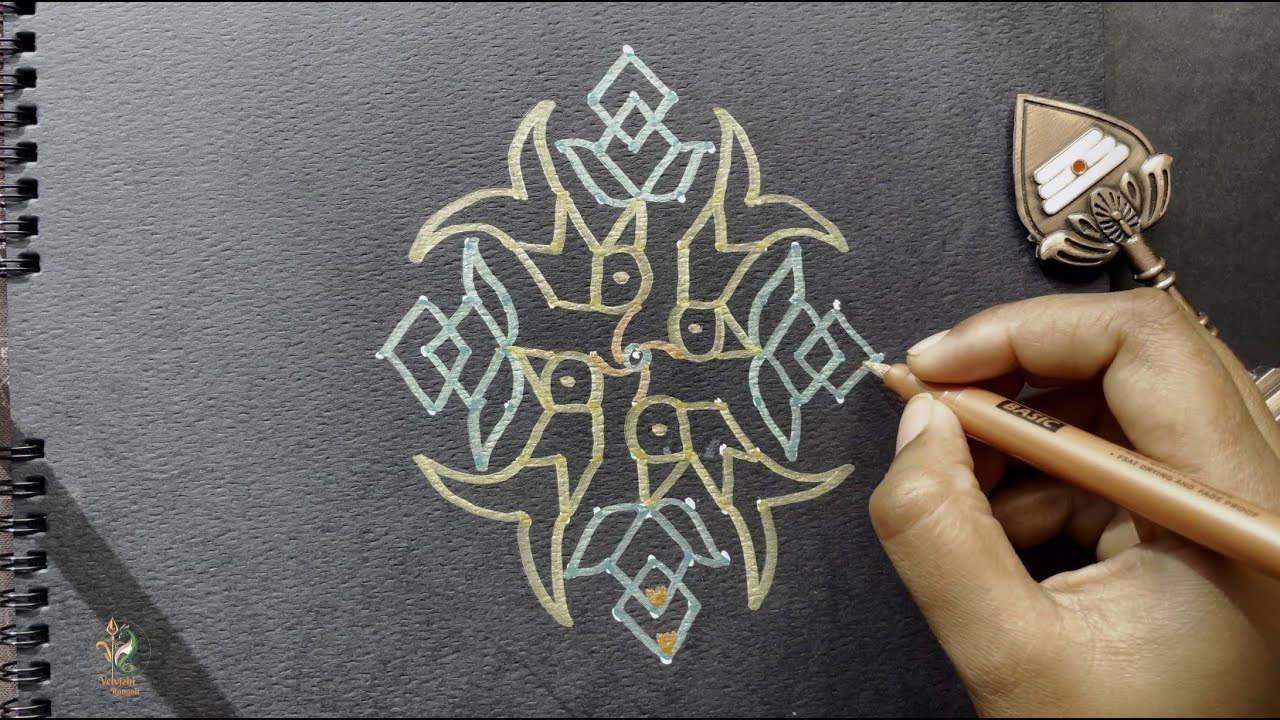 13×1 Simple Kolam Design | Easy Beginner Rangoli with Dots | Daily Pooja Kolam