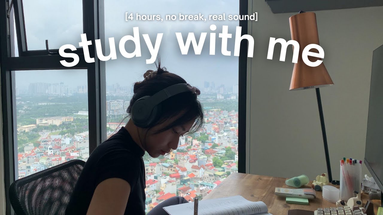 4 Hour Study Session: No Breaks, Background Noise 📖📚🎓