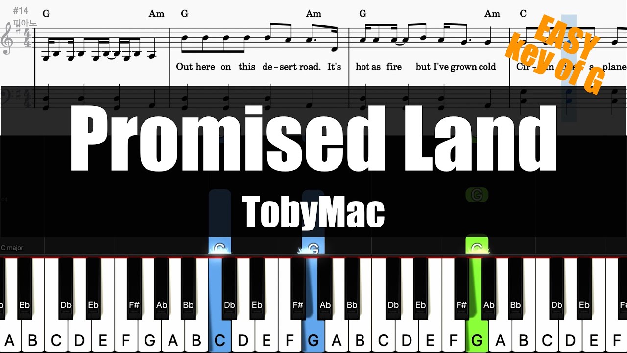 TobyMac - Promised Land (Key of G) | Sheet + Lyrics + Chords Piano Easy Tutorial