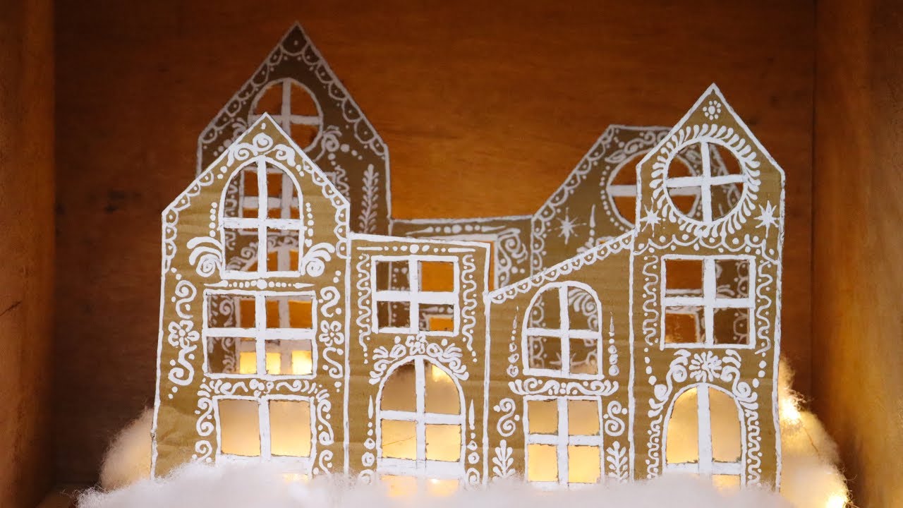 Cardboard Gingerbread House | Recycled Christmas Decorations
