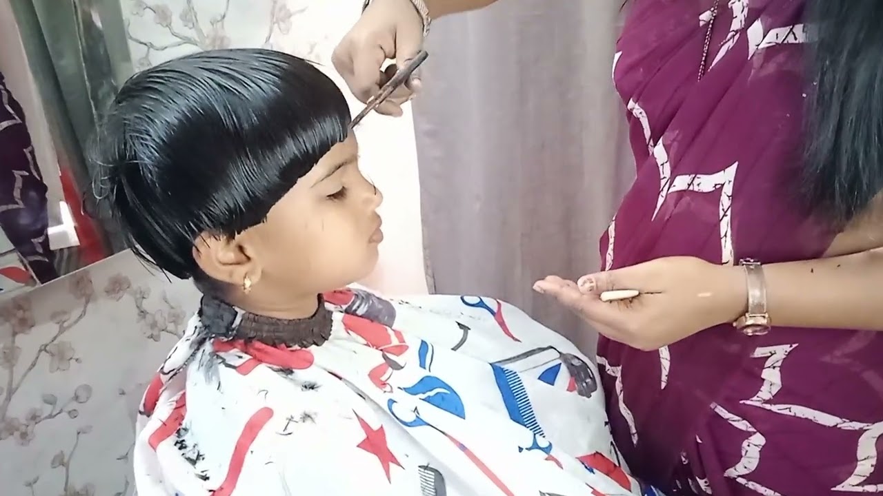 School girl hair cutting / long to short hair cutting / हेयरकट करना सीखें cut baby girl haircut