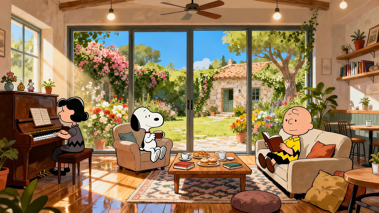 🌼 Snoopy & Friends Sunny Spring Garden Vibes 🌿 Calm Lofi Beats for Focus & Relax
