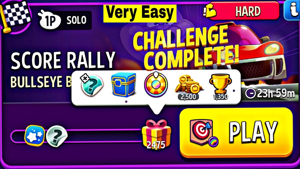 bullseye bash rainbow score rally solo challenge | very easy challenge | bullseye bash