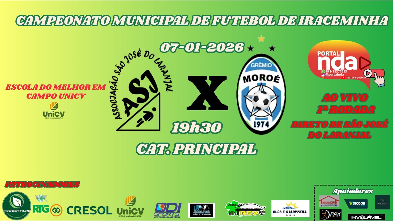 1ª RODADA DO MUNICIPAL DE FUTEBOL DE IRACEMINHA 07-02-2026