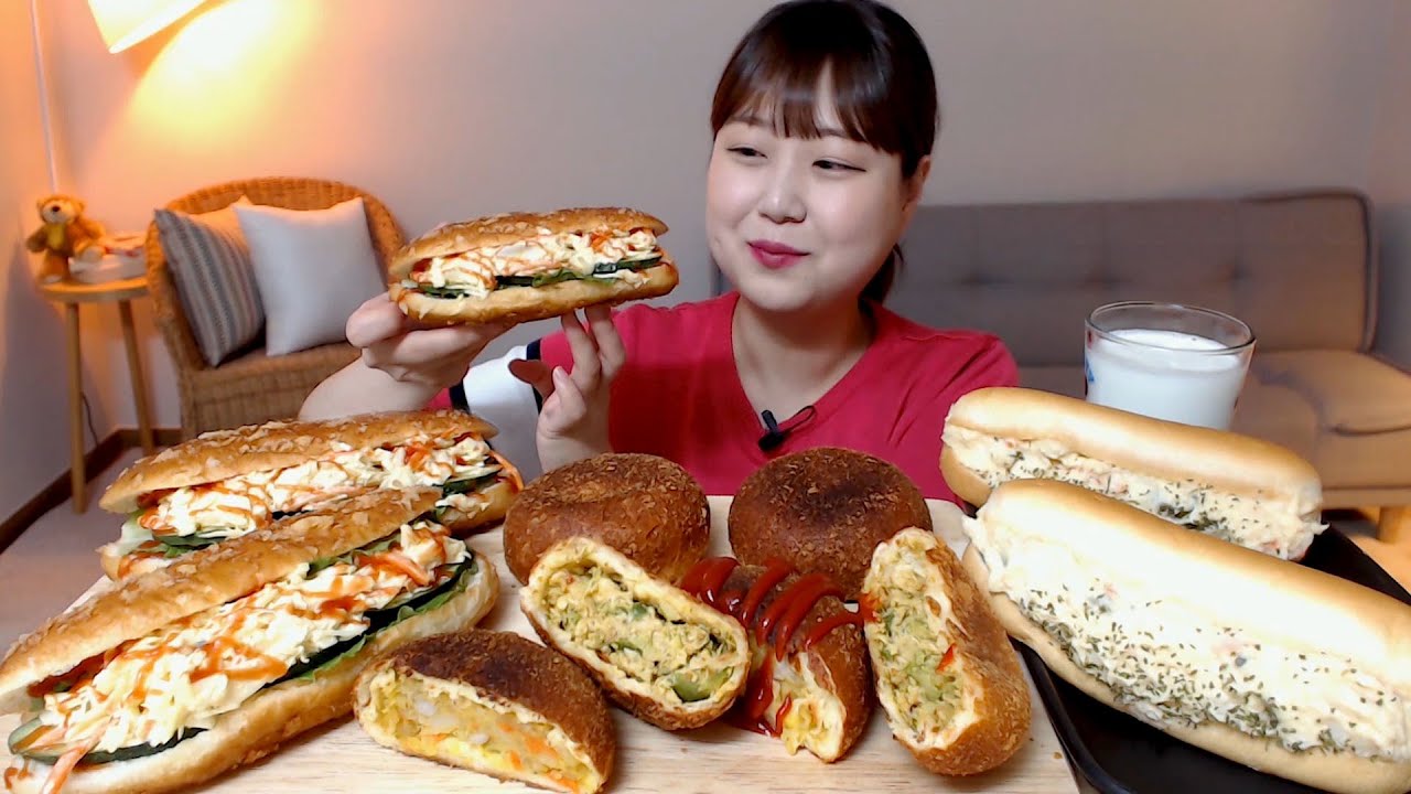 바삭한 고로케 야채샐러드빵 빽다방 감자사라다빵 먹방 Korean Salad Bread Croquette Mukbang Eatingsound