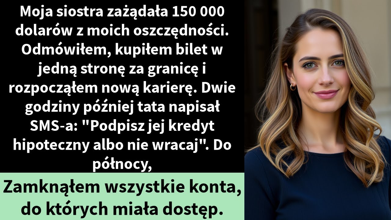 Moja siostra zażądała 150 000 dolarów z moich oszczędności. Odmówiłem, kupiłem bilet w jedną stronę