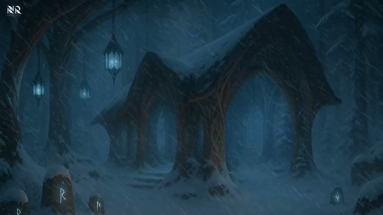 You Are Lost in an Enchanted Snowstorm Sanctuary | Winter Ambience with Wind Blowing Snow Sounds