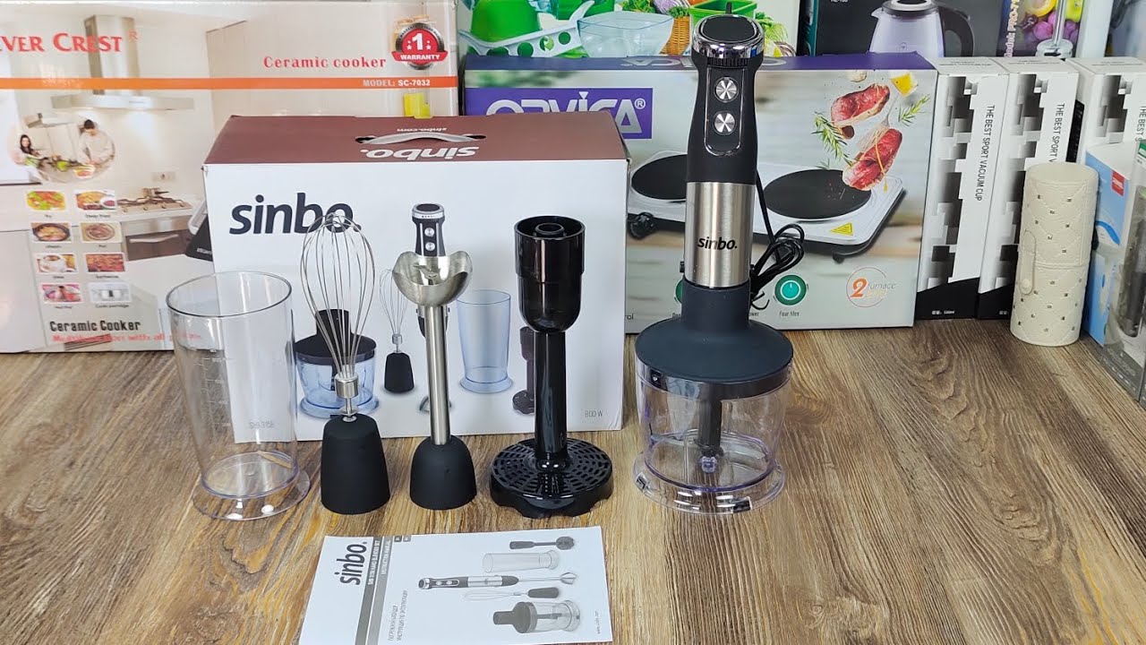 Sinbo turkey 5 in 1 hand blender set, meat and vegetable chopper, aloo masher, blender, whisker glas