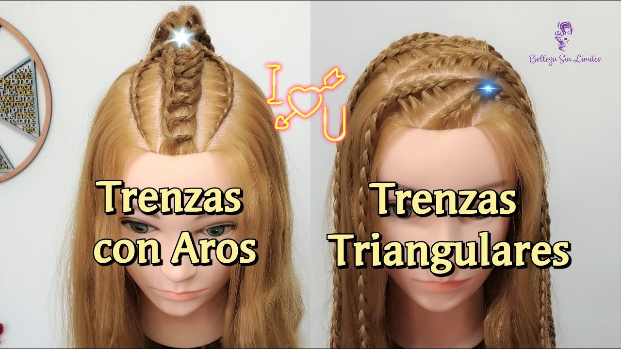 Trenzas con Aros de Cabello y Trenzas Triangulares con Rizos by Belleza sin Limites
