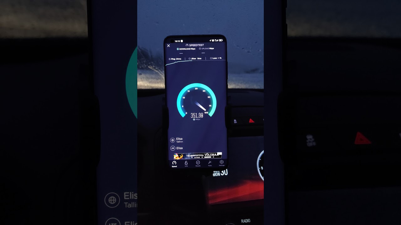 4g speedtest in Estonia. Elisa Eesti. b1+b3+b7. Real life speeds.