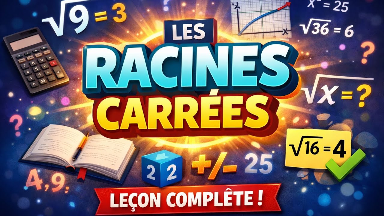 Les racines carrées niveau 3eme année collège cours complet bien expliqué 