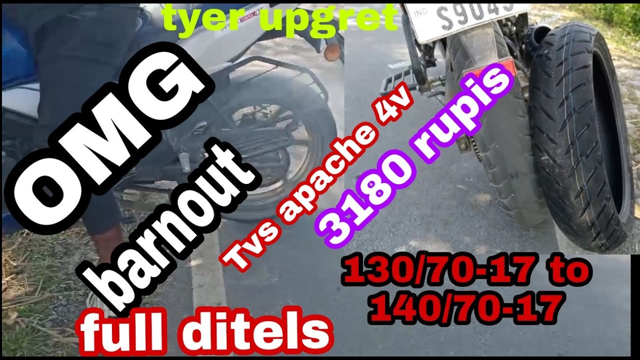 Tvs apache 4v rear tyre change || apollo alpha s1 140/70-17 size full details and barnout