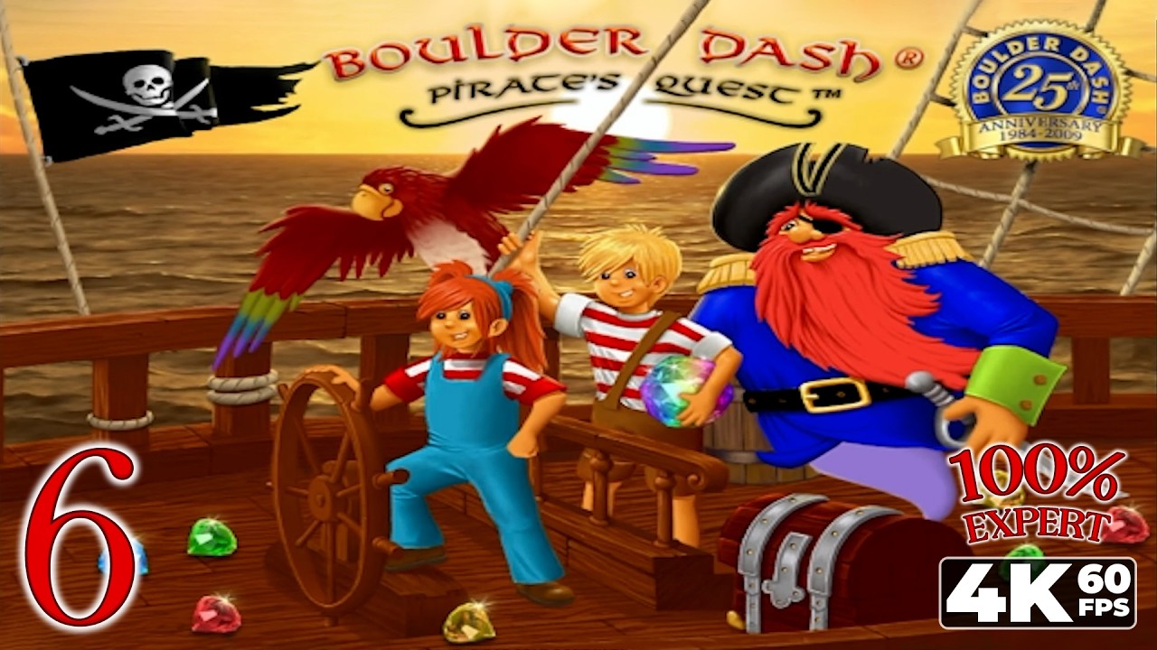 Boulder Dash® Pirate's Quest (PC) - 4K60 Walkthrough World 6 - Captain Lost 'Em's Marker
