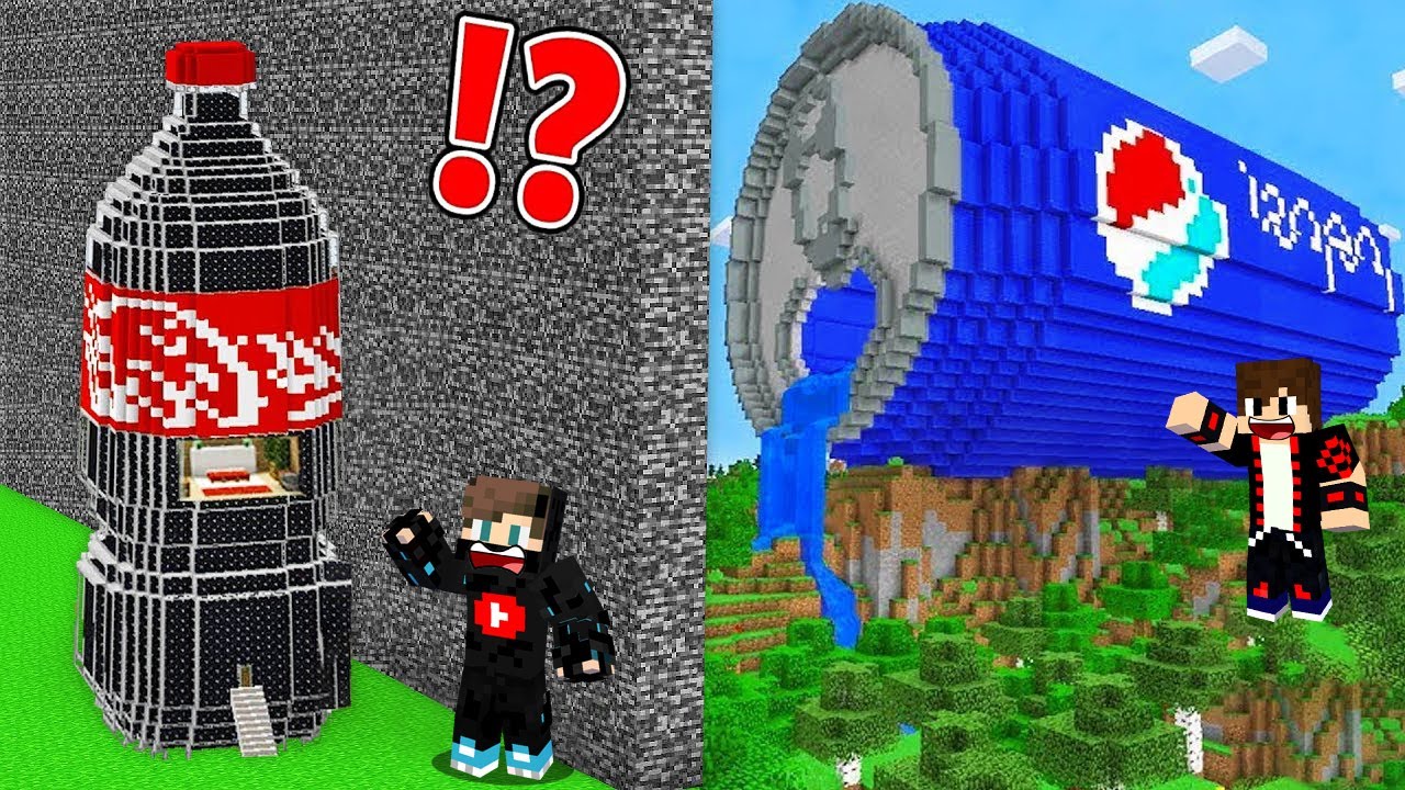 ماين كرافت : بناء البيبسي العملاق ضد الكولا الصغير !!؟ 🔥😱