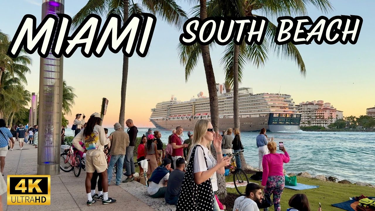 Stunning Miami Beach Sunset Walk 🌴 South Pointe Park