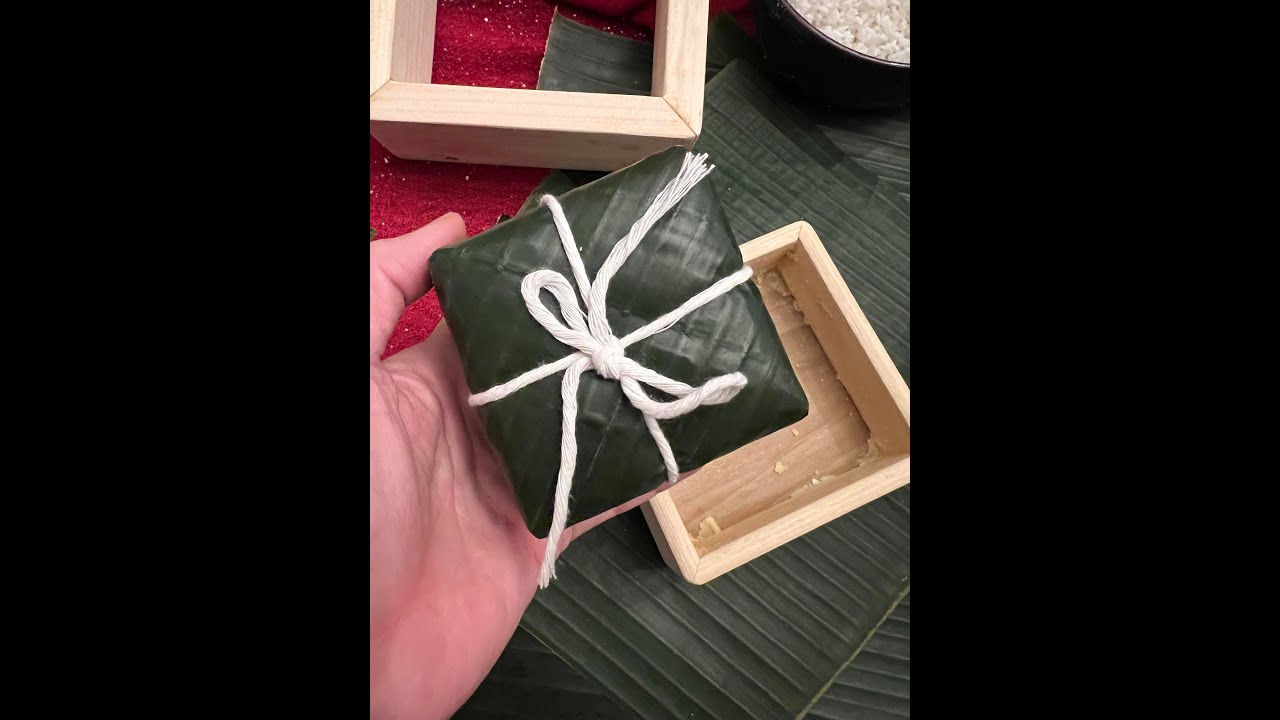 Gói bánh chưng lá chuối mini, size nhỏ, rất nhanh và rất đơn giản bằng lá chuối vừa một người ăn.