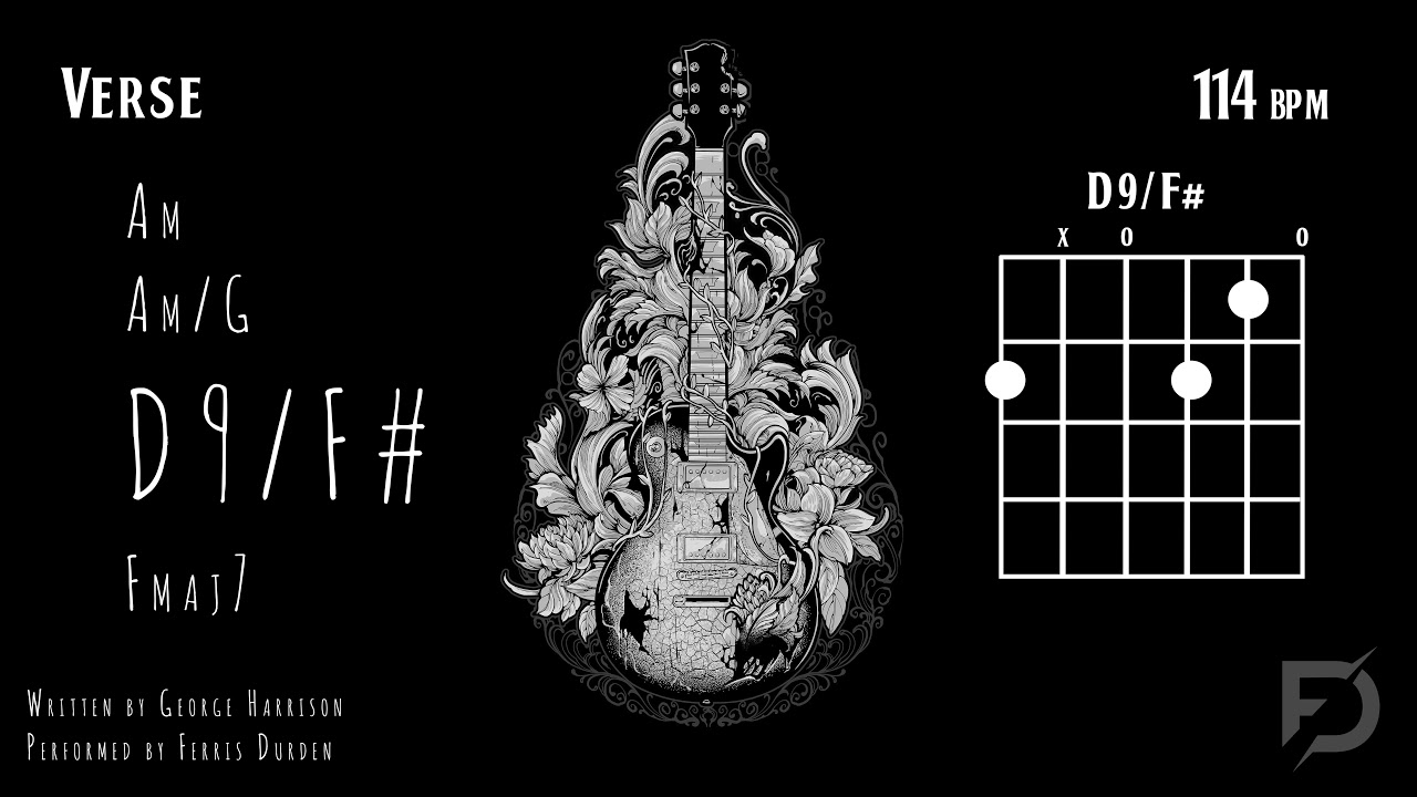 While My Guitar Gently Weeps Backing Track (With Chords/No Electric Guitar)
