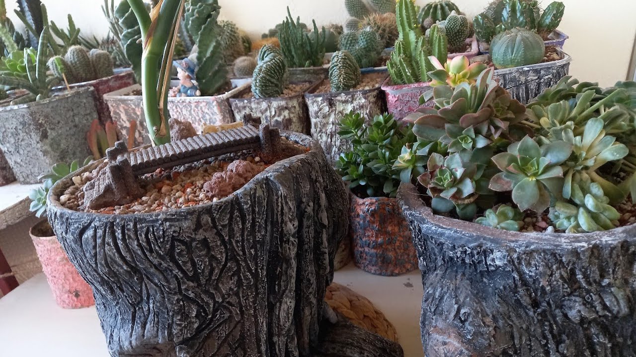 Kütük saksı yapımı / Çimentodan saksı yapımı / Dıy