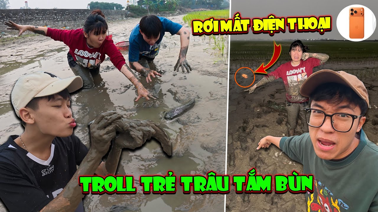 Anh Tóc Xoăn Troll Cả Team Đi Tắm Bùn - Thùy Anh Bị Rơi Mất Điện Thoại Khóc Sướt Mướt !!
