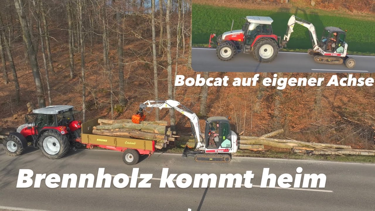 Stammholz mit dem Bagger laden | Bobcat | HMR | Bauernhofteam 