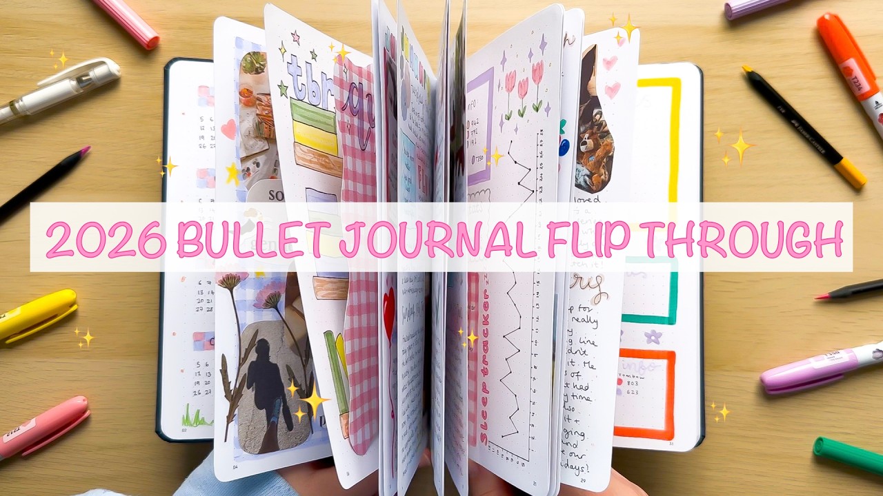 Пролистывание страниц ежедневника Bullet Journal! 📖✨ Мой ежедневник Bullet Journal на 2026 год (я...