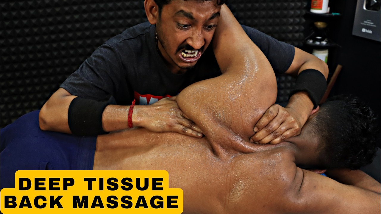 Most Powerful Back Massage | Deep Tissue Massage for Pain Relief | Neck Cracking & Head Massage ASMR