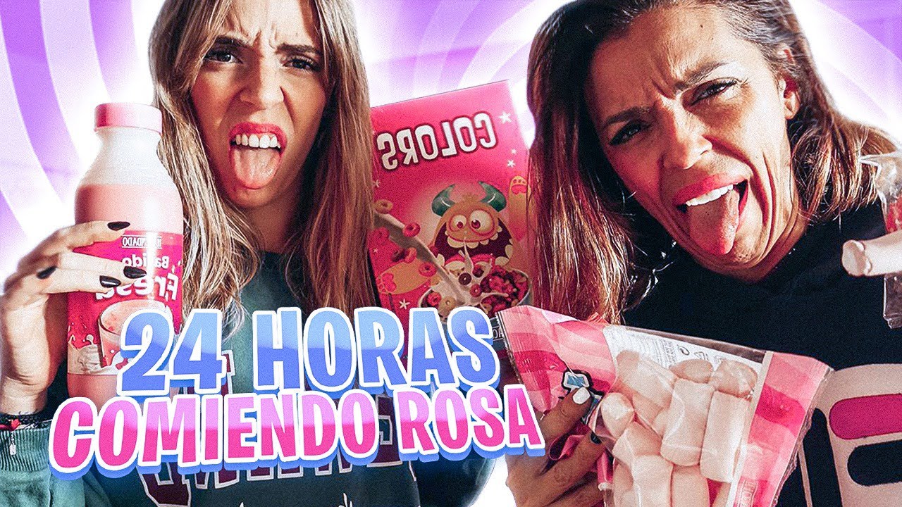 24 HORAS COMIENDO de COLOR ROSA😱SIN COLORANTES❗️