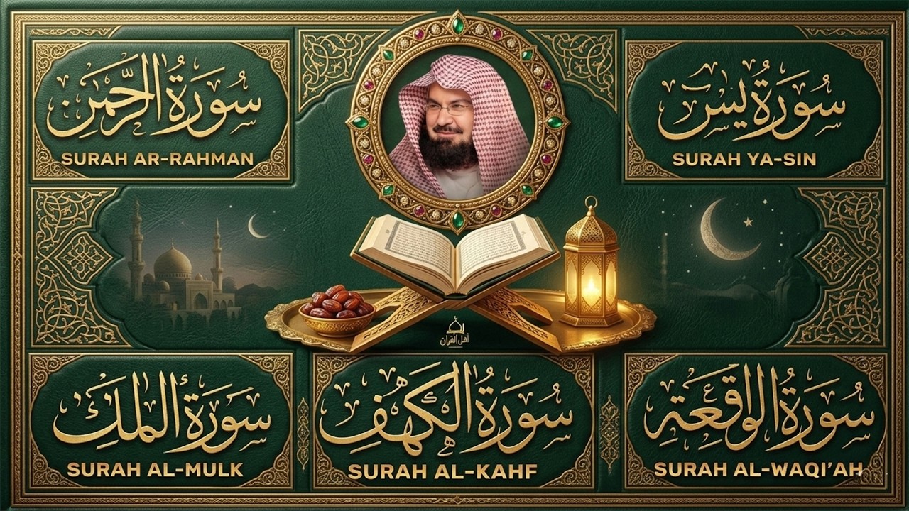 سورة يس، الرحمن، الواقعة، الملك، الكهف تلاوة هادئة للشيخ عبد الرحمن السديس، استمع بنية الرزق والشفاء