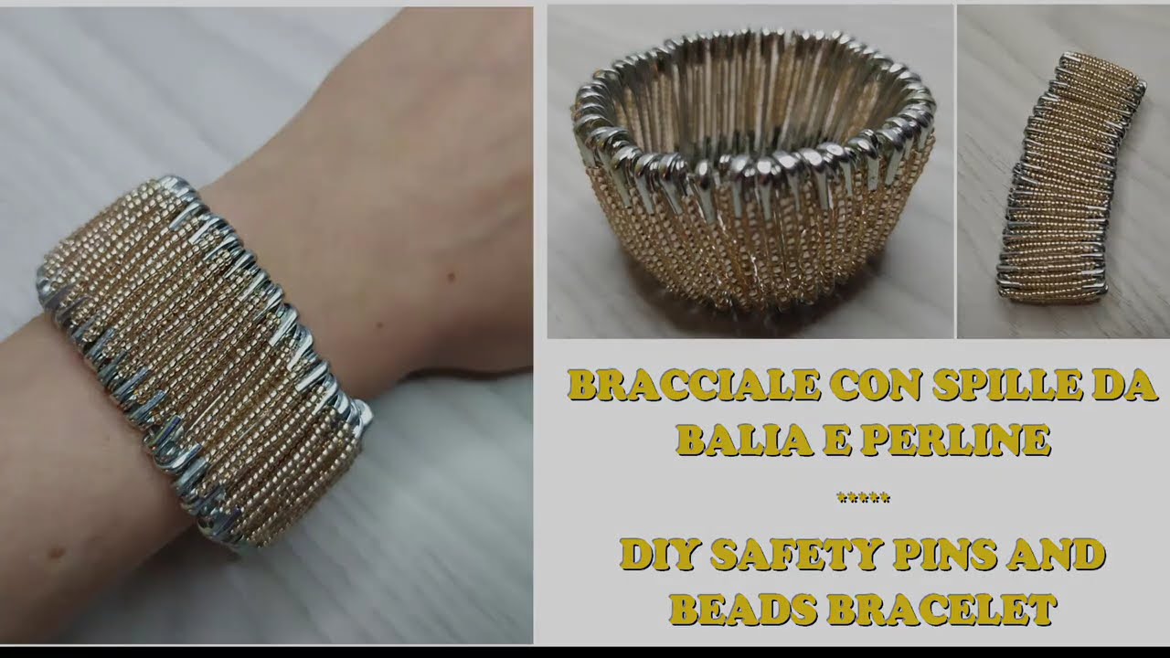 Bracciale con spille da balia e perline - DIY safety pins and beads bracelet #handmade #jewellery