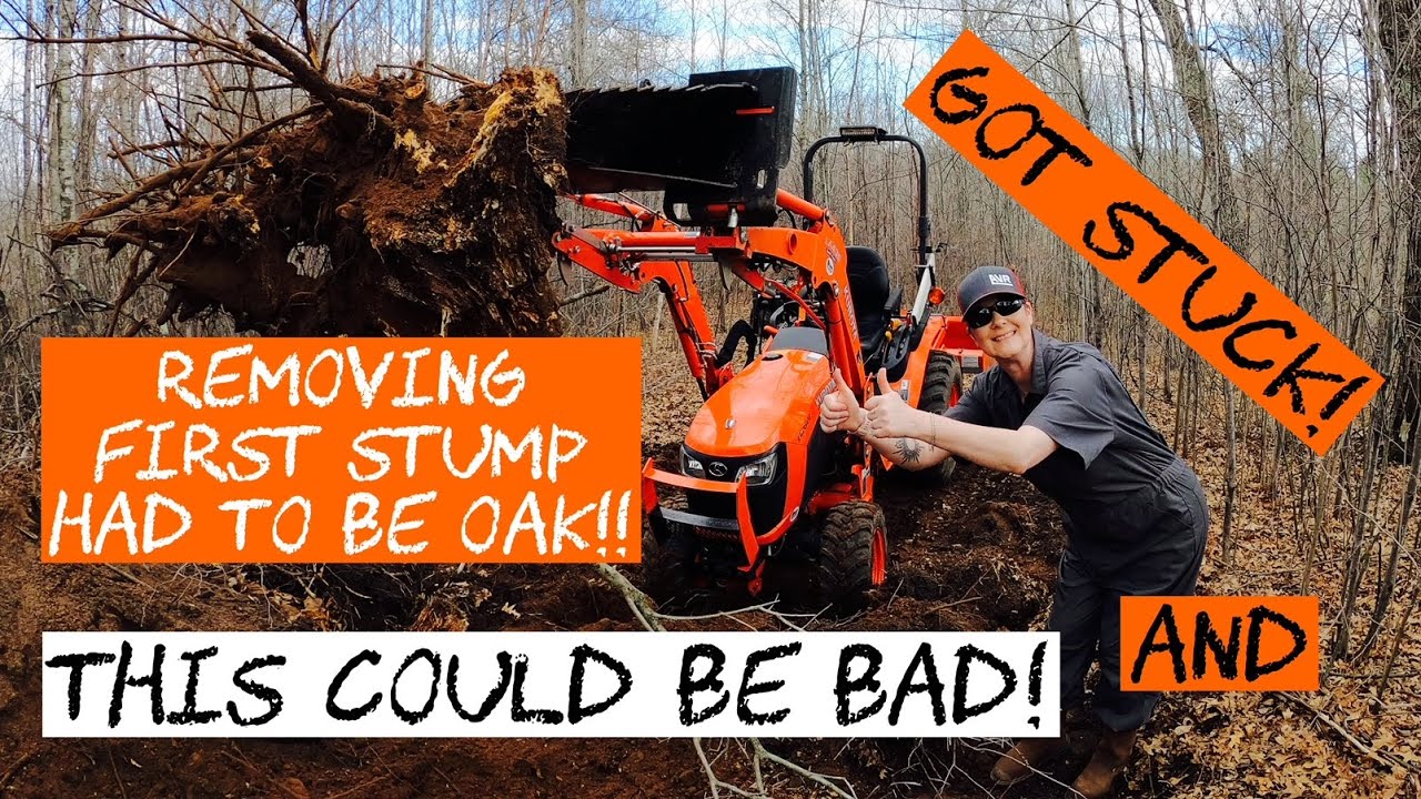 Removing First Stump with the Titan attachment stump bucket. (Light duty version)