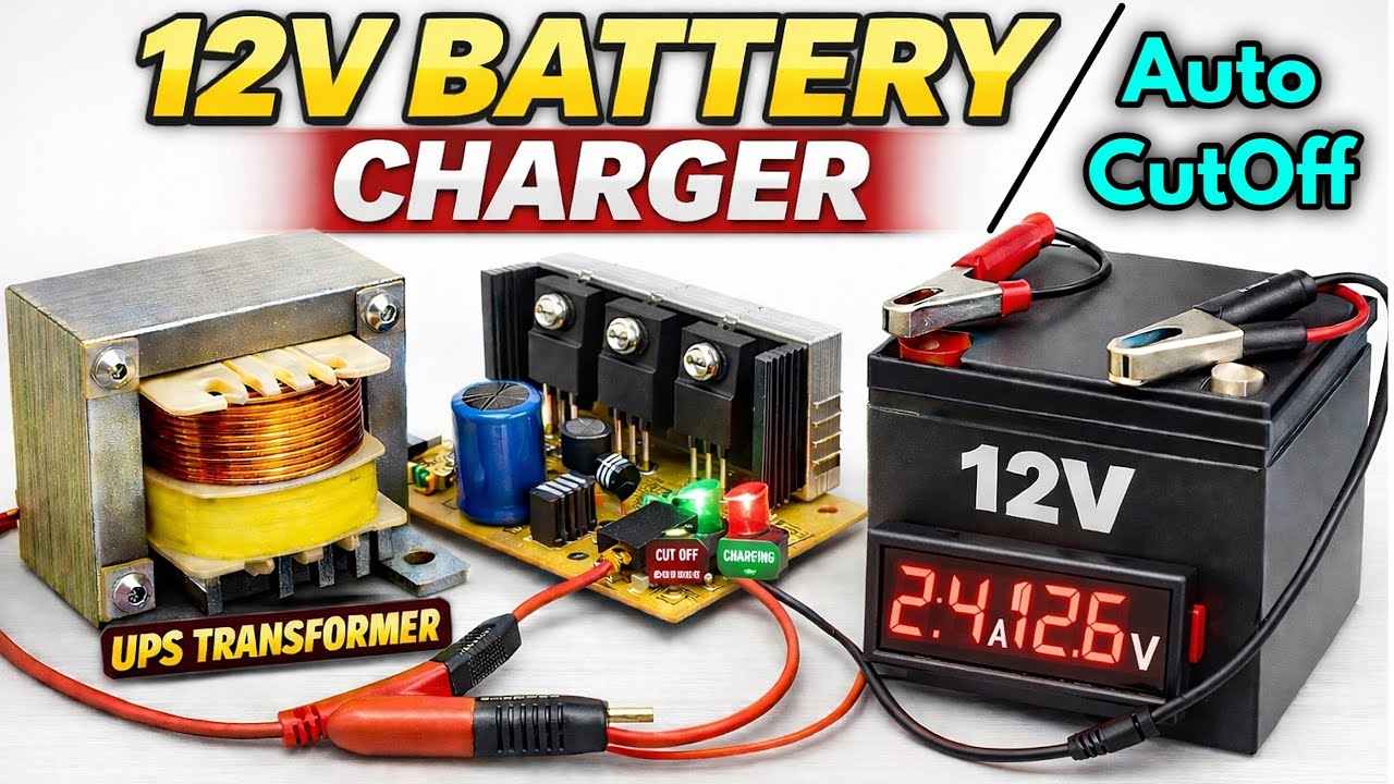 12v Battery Charger with Auto cut off Using UPS Transformer