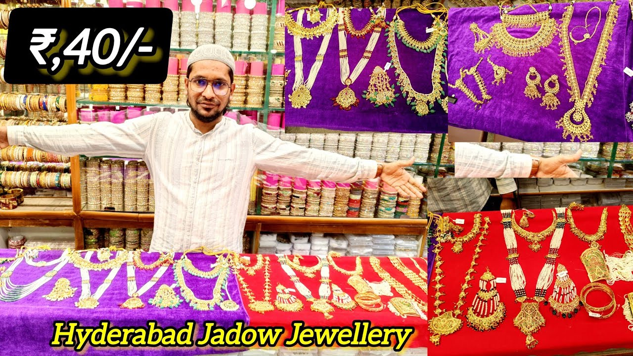 Charminar Jewellery ₹.40/- Fancy Jadow, Navratna,Polki,Ad,Gold Jewellery Wholesale Hyderabad Market