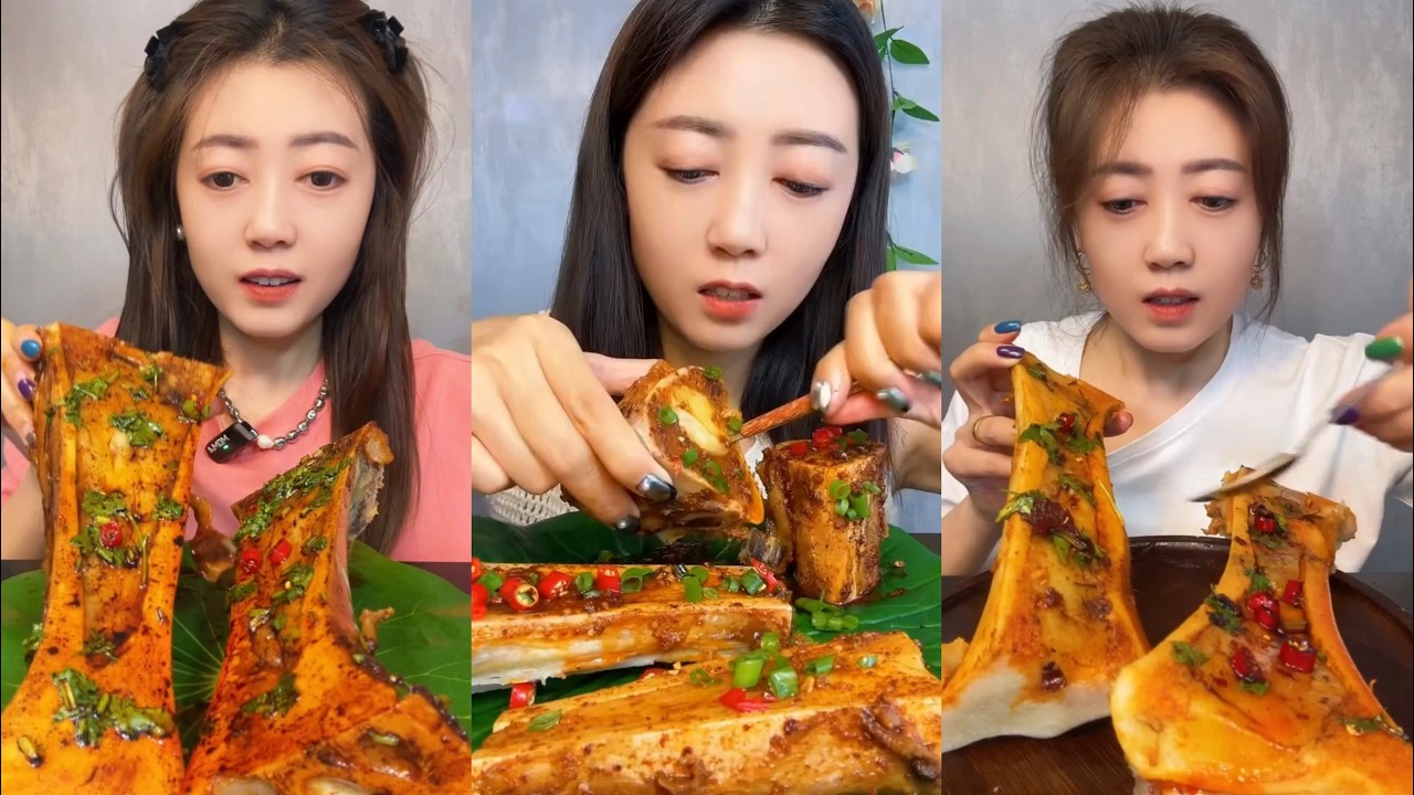 asmr mukbang spicy bone marrow - 牛骨髓 - 牛肉の骨髄 - 쇠고기 골수 - TỦY XƯƠNG BÒ - eatting show #832