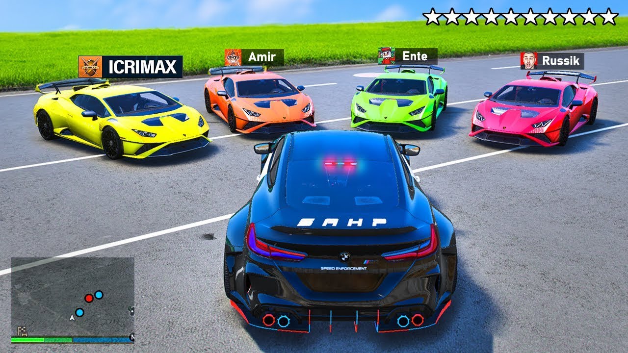 MIT OP POLIZEI AUTO 4 YOUTUBER JAGEN in GTA 5!