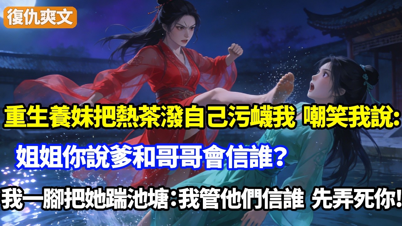 重生養妹把熱茶潑自己污衊我，嘲笑我說：姐姐你說爹和哥哥會信誰？我一腳把她踹池塘：我管他們信誰，先收拾你再說...