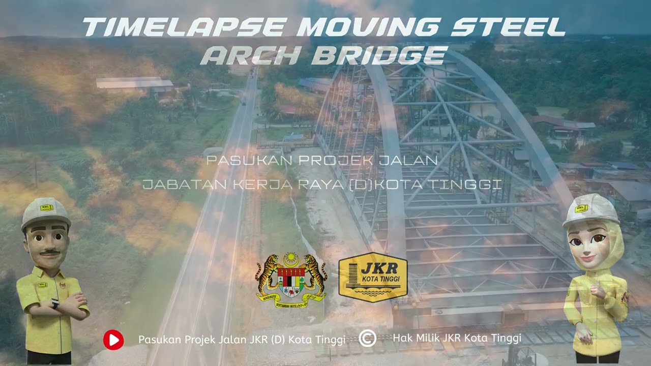 PRE LAUNCHING STEEL ARCH BRIDGE MOVING OFFSET 8 METERS