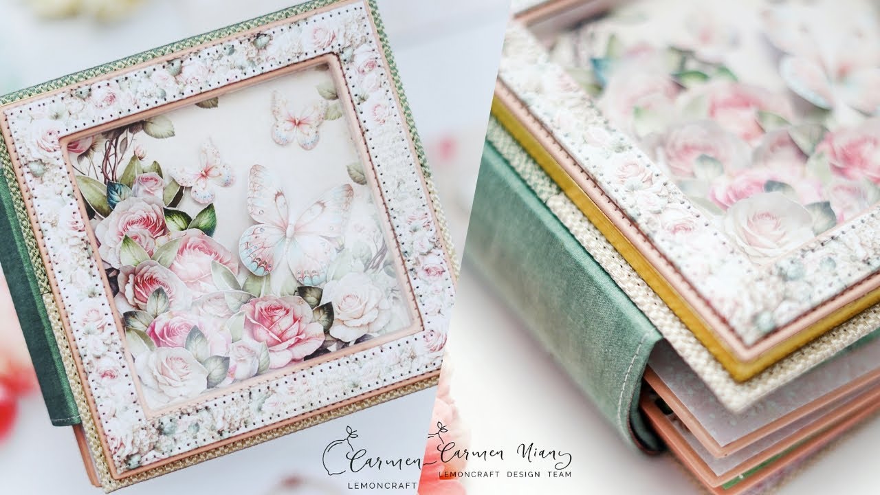 Album scrapbooking tutorial - Jak zrobić shadow box na okładce albumu - Papier Lemoncraft Today