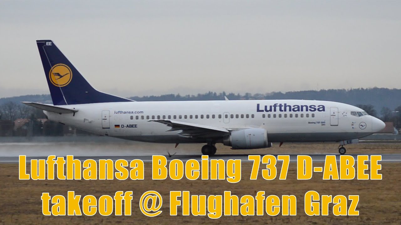 Lufthansa 737 waterspray takeoff @ Flughafen Graz | D-ABEE