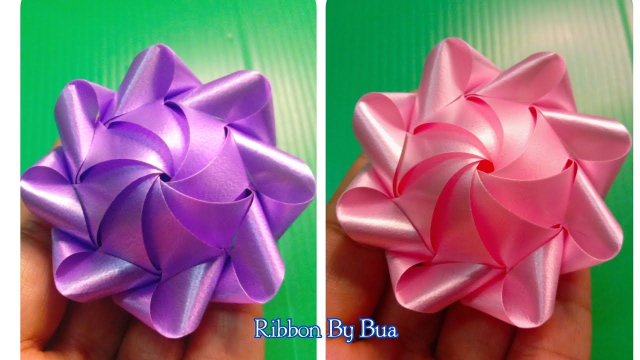 วิธีพับเหรียญโปรยทาน ดอกบัวตอง#แบบง่าย# ประหยัดริบบิ้น#Ribbon By Bua