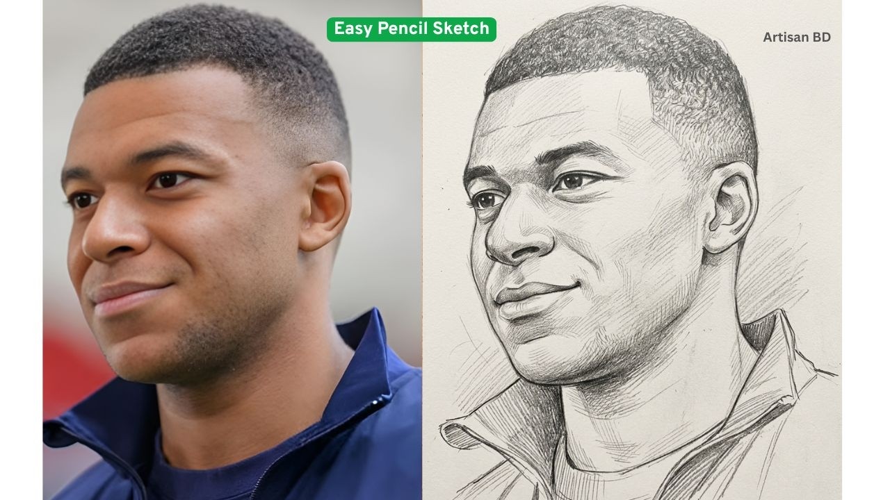 Drawing Kylian Mbapp&eacute; Like a Pro ⚡ Step-by-Step Tutorial