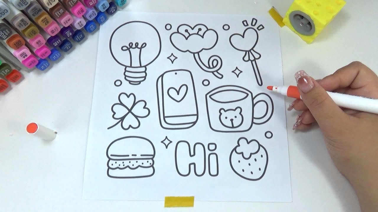 Relaxing Art Therapy: Coloring Kawaii Food & Objects