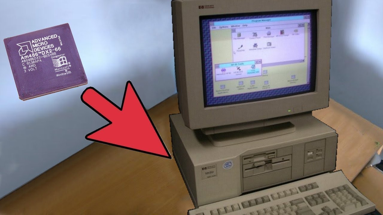 Retro computer cpu upgrade 486 DX to 486 DX2 + GAME TEST