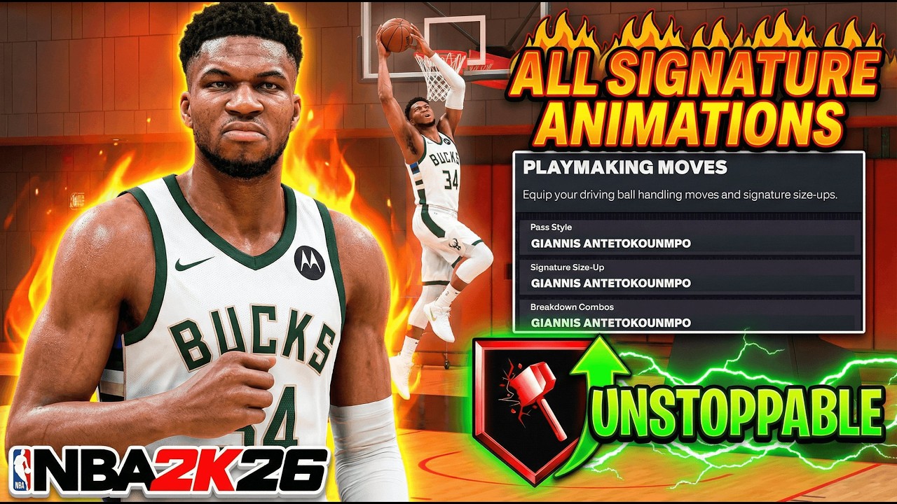 16 CAPBREAKER GIANNIS ANTETOKOUNMPO + ALL SIGNATURE ANIMATIONS is UNSTOPPABLE in the REC on NBA 2K26